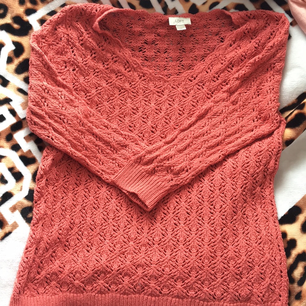 Loft crochet lace coral color sweater top